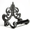 Paper holder Fleur De Lis Cast Iron Toilet Paper Roll holder - European Vintage Design Silver with Black Finish 172mm #5015