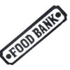 Cast Iron "FOOD BANK" Sign Plaque Door Wall Fence Post Cafe Shop Pub Hotel Bar B/White Vintage Finish 140mm #3109