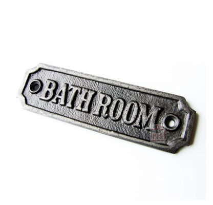 Cast Iron "BATHROOM" Sign Plaque Door Wall Cafe Shop Pub Hotel Bar Work Natural Lacquer Vintage Finish 120mm #6262