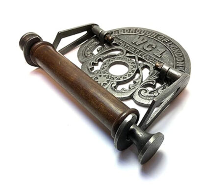 Cast Iron Traditional Design Borough of London WC1 Patent Pending Vintage Victorian Mounted Toilet LOO Roll Holder Natural Finish 190mm #6349 - Image 3