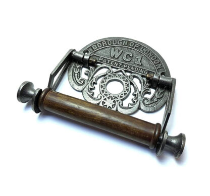 Cast Iron Traditional Design Borough of London WC1 Patent Pending Vintage Victorian Mounted Toilet LOO Roll Holder Natural Finish 190mm #6349