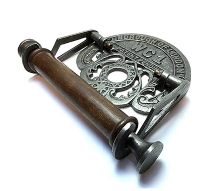 Cast Iron Traditional Design Borough of London WC1 Patent Pending Vintage Victorian Mounted Toilet LOO Roll Holder Natural Finish 190mm #6349 - Image 4