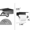Wrought Iron Self Adhesive Toilet Paper Holder with Phone Shelf, Screw-in Wall Mounted Toilet Paper Roll Holder, Rustproof Bathroom Washroom Tissue Roll Holder with Shelf, Toilet Paper Roll Dispenser-Handcrafted Rustic Wrought Iron Wall Decor Toilet Roll Holder Black Finish  # 6339 - Image 3