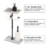 Cast Iron Metal Pedestal Toilet Paper Holder with Shelf Storage, Free Standing Bathroom Toilet Tissue Paper Roll Holder with Shelf Mobile Phone Wipe Rolls, Black Finish 650mm # 6330 - Image 5