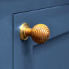 WOOD+BRASS BEEHIVE REEDED KNOB ON FLAT REEDED ROSE 55mm#1188 - Image 2