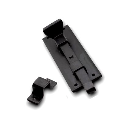 Forged Iron Straight Fish Tail Bolt Black powder coated Finish Heavy Duty Antique Slide Door Latch Lock - Ideal for Doors, Windows and Cupboards 125mm #1206 - Image 3