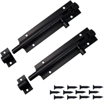Aluminum Tower Bolt Gate Bolt Door Lock Bolts Security Slide Latch Sliding Latch Lock Shed Lock Heavy Duty Barrel Bolt Sliding Bolt Catch for Bathroom Door Internal Wooden Garden Black powder coated Finish140mm #2981 - Image 3