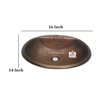 COPPER WASH BASIN 16x14x5.5 Inch#5061 - Image 2