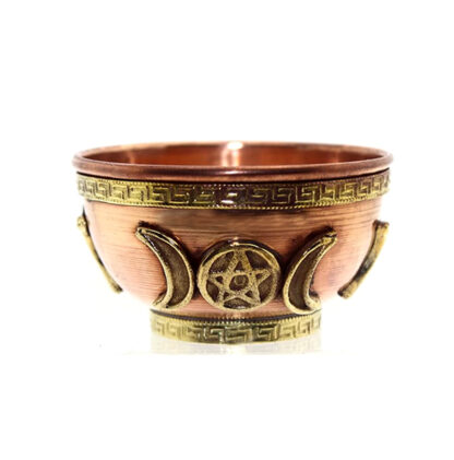Copper Triple Moon Pentacle Copper Offering Bowl Great for Altar use, Ritual use, Incense Burner, smudging Bowl, Candle Holder, Decoration Bowl, offering Bowl 77mm #2790 - Image 3