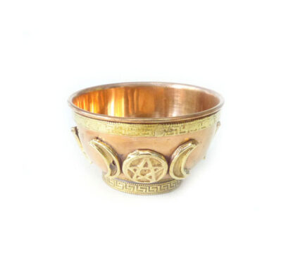 Copper Triple Moon Pentacle Copper Offering Bowl Great for Altar use, Ritual use, Incense Burner, smudging Bowl, Candle Holder, Decoration Bowl, offering Bowl 77mm #2790 - Image 4