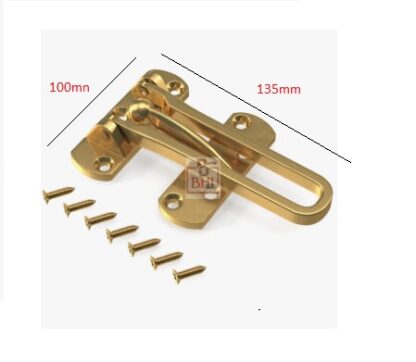 Door Lock for Front Door, Swing Bar Door Lock Polish Brass Finish Alloy Anti-Theft Door Guard Latch for Front and Inside Door Reinforcement Door Stopper for Hotel Home Safety 135mm #7281 - Image 2