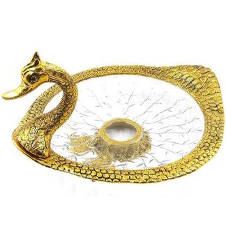 Silver Metal Duck serving glass bowl Dry fruits Tray Silver Duck Tray serving platter for snacks, or sweets, or as a decorative showpiece for home decor 300mm #9048