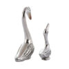 Romantic Silver Metal Swan Pair, Metal Set of Two Swan Love Birds Silver Couple Swan Kissing Figurine Standard Antique Finishing 220mm ,150mm #9075 - Image 9