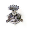 Silver Tortoise Candle Stand featuring a tortoise figure, typically made of metal (like oxidized white metal or silver-plated metal), with a holder on its back designed to hold a candle or diya  75mm #9077 - Image 4
