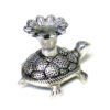 Silver Tortoise Candle Stand featuring a tortoise figure, typically made of metal (like oxidized white metal or silver-plated metal), with a holder on its back designed to hold a candle or diya  75mm #9077 - Image 5