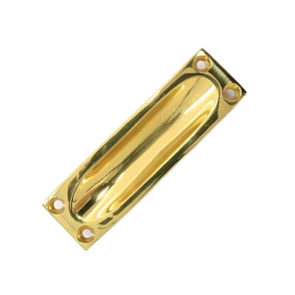 Traditional Vintage Polished Brass Flush Pull Door Handle Sliding Door Flush Handle with Fixing Screw for Drawer Cabinet Wardrobe Sliding Doors 85mm #7814 - Image 3