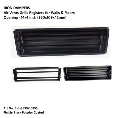 Sheet Iron Wall Vent Grill - Metal Ventilation Grilles - Air Vent Covers for Walls 360mm #8659 Black Powder Coated Finish - Image 5