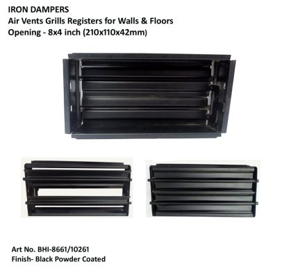 Sheet Iron Wall Vent Grill - Metal Ventilation Grilles - Air Vent Covers for Walls 210mm #8661 Black Powder Coated Finish - Image 5