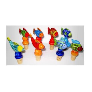 Handicrafts Ceramic Wood Wine Stoppers Cork Bottle Sealer Beer Stopper Wine Cap (Design & Color As per Availibility) Multicolored # 9113