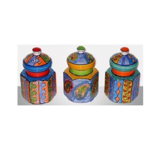Hand Painted Ceramic Spice Jars With Air Tight Lid Ceramic Jar & Container for Kitchen Storage Set Multi Utility Air Tight Kitchen Organiser Items Tea Coffee Sugar Containers with Ceramic Lids (Hand-Painted) Finish #9122