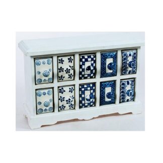 Ceramic kitchen ware hand-painted 10-drawer spice chest, likely made of ceramic or porcelain Ceramic Handcrafted Multi Utility Storage Jar with Lid Ceramic Kitchen Canister Cookie Jar Pickle Storage Jar Burni #9093