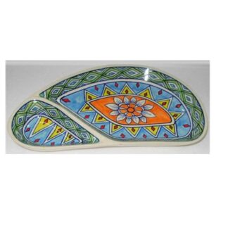 Ceramic Chips n Dip Serving Tray Chip & Dip Platter Plate - Handcrafted Ceramic Serving Plate with Dips Corner Ceramic Chip N Dip Platter #9100