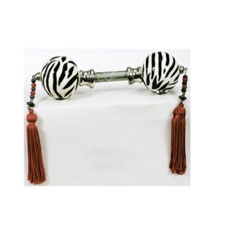 Decorative Porcelain Zebra Print Curtain Rod Finials used to Ceramic Cap off the ends of Curtain Rods Ceramic Finial to be used in your bedroom, living room, office, hotel etc #9106