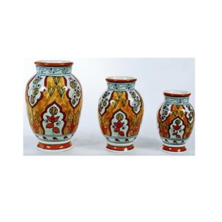 Decorative Ceramic vase, a traditional Russian folk art style known for its vibrant colors and floral patterns #9109