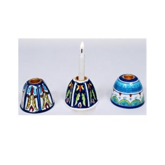 Specifically Designed to Hold Small T Light Candle Holder Decorative Ceramic T Light Candle Holders, likely made of ceramic, with an arched design and colorful geometric patterns #9159