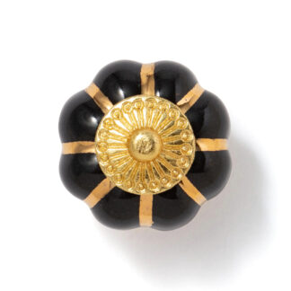 Ceramic black gold elegant pumpkin door knob 35mm #9421