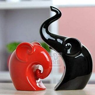 Cute Red & Black Love Elephant Ceramic | Craft Supplies Animal Statue Sculptures Ornaments Fashion | Home Living Room Furnishings 200mm #9428