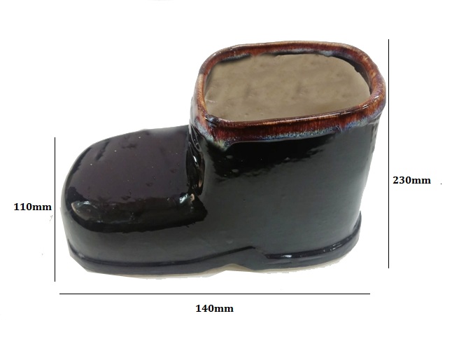 Original boot-shaped ashtray, brown ceramic pottery, Japan 230mm #9386 - Image 2