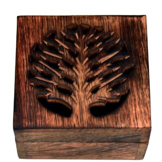 Wooden Jewellery Box 'Ancient Tree': Rustic Distress Finish Small Treasure Chest | Unique Gift For Women 100mm #9454