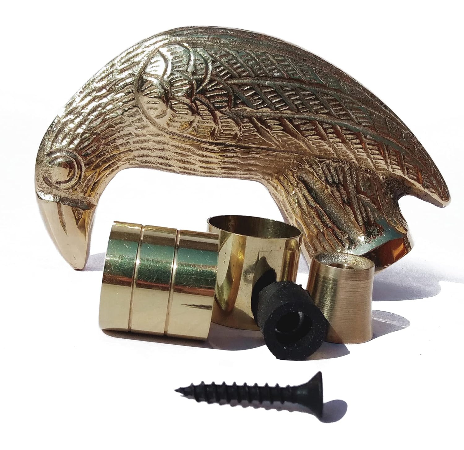 Antique Embossed Brass Raven Crow Head Handle for Walking Stick Canes Shaft 100mm #9478 - Image 4