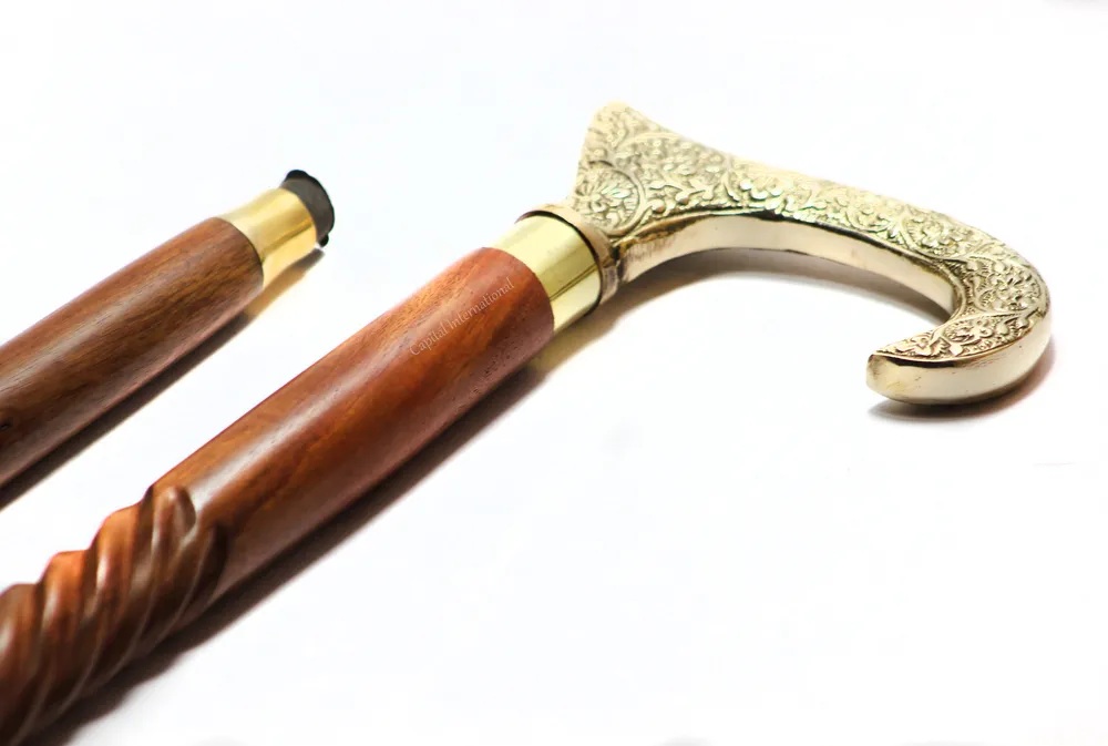 Brass Solid Handle Antique Style Victorian Cane For Wooden Walking Stick handle Polish Brass 125mm #9479 - Image 2