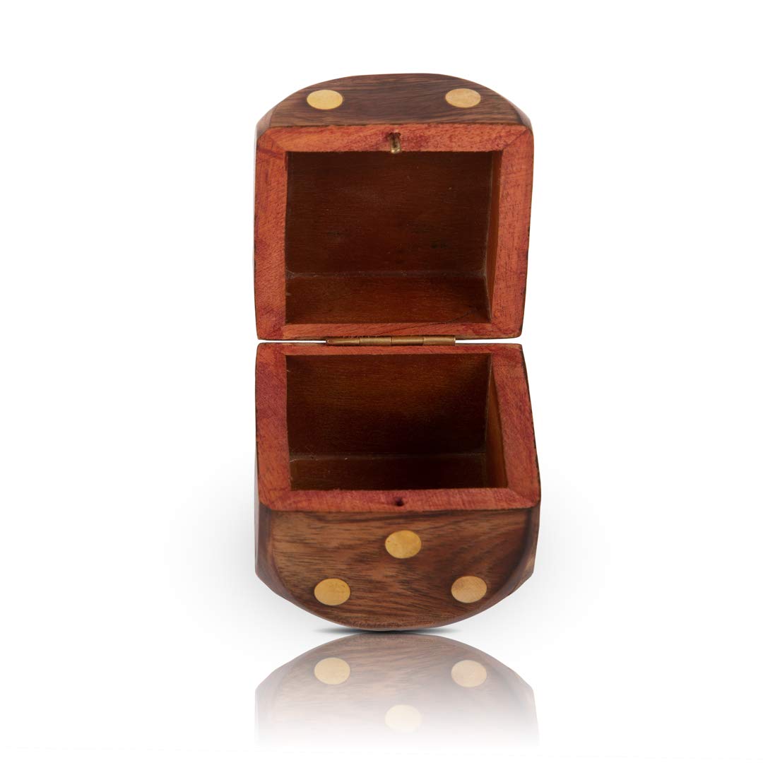 Handcrafted Wooden 5 Dice Box Holder Shaker Dice Roller Thrower Portable Dice Cup Five Dice Game Set Storage Case Decorative Brass Inlay Collectible Birthday Housewarming Gift Ideas Men Women Teens 50mm #9465 - Image 4
