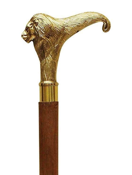 Brass Walking Stick Handle Lion Head Vintage Gift for Men 110mm #9478 - Image 2