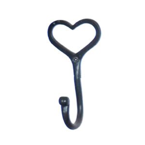 Hand Made Heart Hook Bathroom Hooks, Robe Hanger Shaker Love Cast Iron Coat Hooks Vintage Style Shabby Chic "Heart style" 130mm #1683 Black Finish
