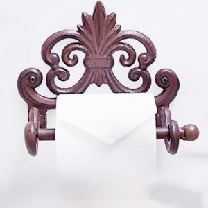 Fleur De Lis Cast Iron Toilet Paper Roll holder Cast Iron Wall Mounted Toilet Tissue Holder European Vintage Design Copper Antique Finish 180mm # 5015