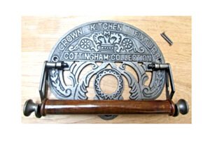 Cast Iron Crown Kitchen Fixture Style Cottingham Collection Kitchen Roll Holder Wall Mounted Natural Lacquer 288mm #6356