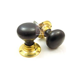 CERAMIC+BRASS DOOR KNOB ON BRASS ROSE 52mm#1198