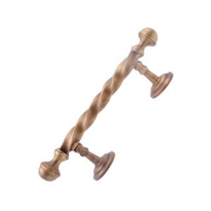 Solid Cast Iron Door Pull Handle Twisted Spanish Design On Rosette 250mm #1268