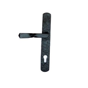 Cast Iron LF Heavy Lever Door Handle On Plate With Euro Profile Keyhole 92x240mm #1282