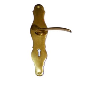 Brass Lever Lock Door Handle On Plate 210mm #1297