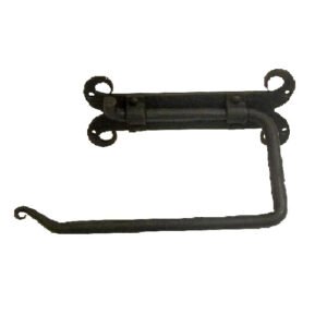 Forged Iron Metal Toilet Roll Holder for Bathroom Toilet Wall Mount Handmade Bathroom Lavatory Toilet Paper Holder Wall Mount Burn Black Finish 180mm #1382