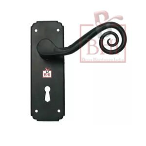Handle Forged Iron Door Rat Tail Lever Handle On Plate With Keyhole 150mm #1440