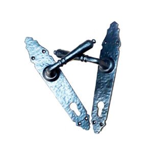 AST IRON EUROPE ENTRY DOOR LEVER HANDLE ON PLATE WITH EURO CYLINDER KEYHOLE 260mm#1450