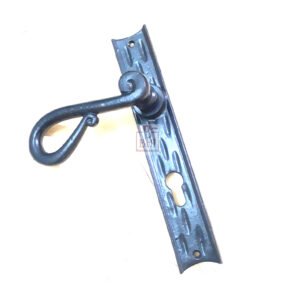 Cast Iron Europe Knot Style Lever Door Handle On Plate With Euro Cylinder Keyhole 92x255mm #1451