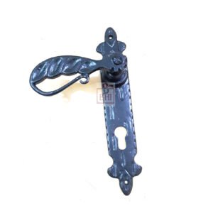 Cast Iron Europe Lever Door Handle On Plate With Euro Cylinder Keyhole 92x255mm #1453