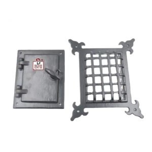 Cast Iron Speak-Easy Door Grill with Small Window Grill Set Fleur de Lys design 125x100mm ,138x163mm#1546